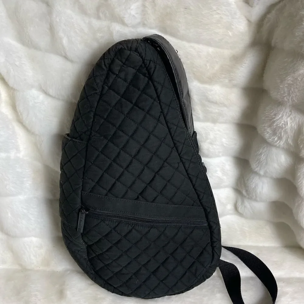 Black LL Bean AmeriBag Healthy. Back sling back black quilted